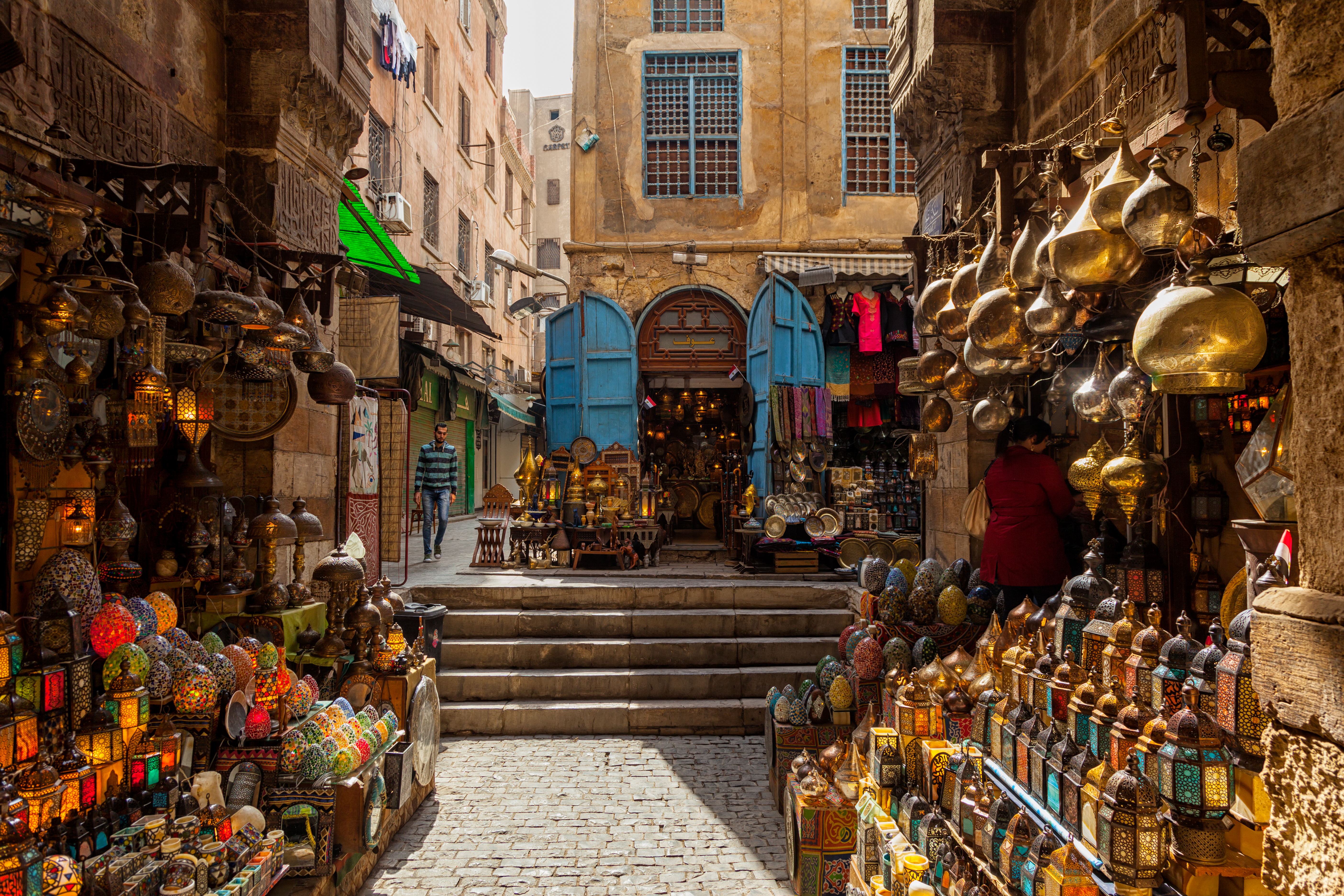 Lamp or Lantern Shop in the Khan El Khalili market in Islamic Cairo.Egypt.